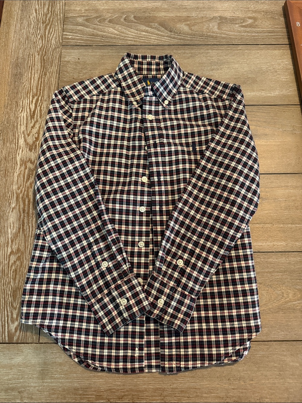 Ralph Lauren Boys' Navy, Red & White Plaid Button-Down Shirt